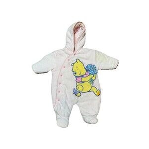 Disney Baby Winnie Pooh Jumpsuit 3-6M Fleece GUC winter cuddle warm